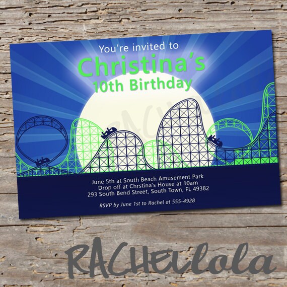 Roller Coaster birthday party invitation for a boy or a girl Etsy