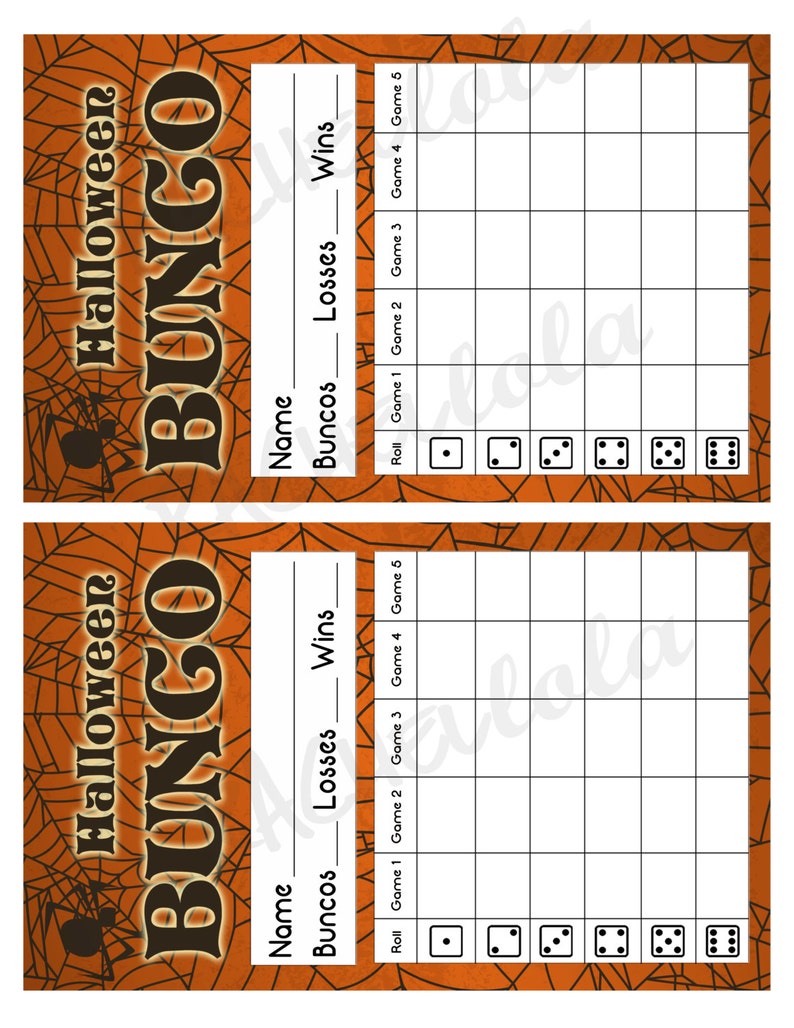 Halloween Bunco score card fall score sheet October bunko Etsy