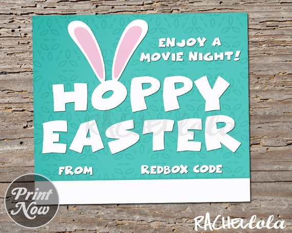 Redbox Code, Easter basket gift tag, Movie night label, Teacher, Bunny, Neighbor, Printable template, Instant digital download, Kids Class Il_570xn