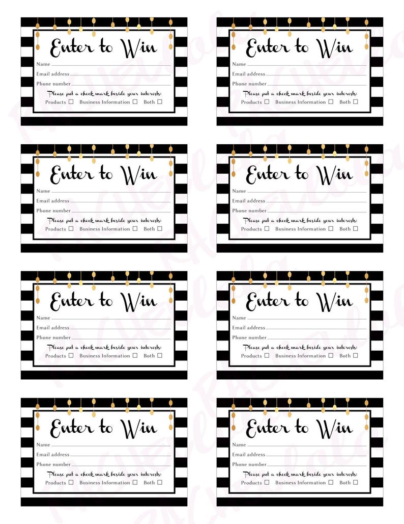 Raffle ticket template, Printable door prize entry form, Enter to win giveaway, Photography photo session, Instant download, Mary kay, Gold image 2