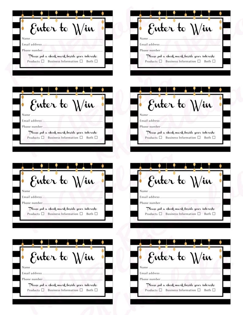 Raffle Ticket Template Printable Door Prize Entry Form Enter Etsy
