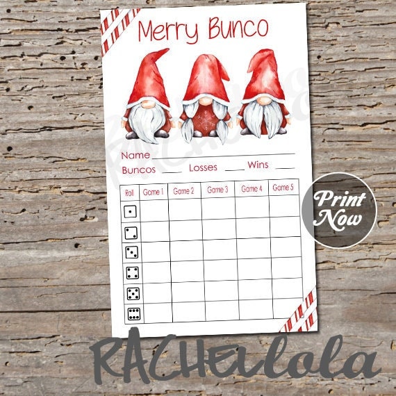 Christmas Gnome Bunco score card - Il 570xN.3469447014 4get