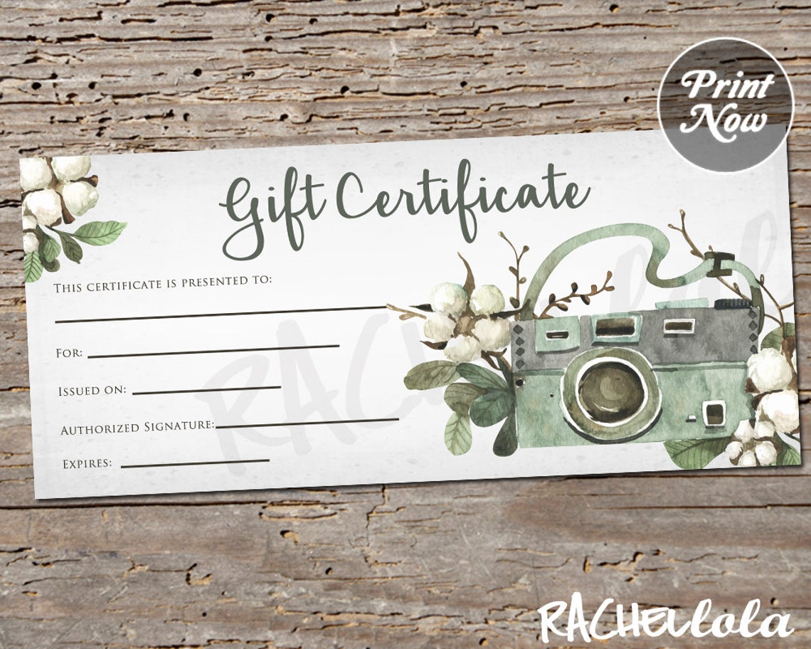 Printable Photography Gift Certificate Template Spring Photo - Etsy