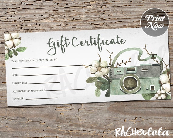 Printable Photography Gift Certificate Template Spring Photo Session 