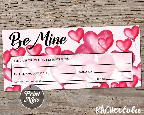 Valentine's day Printable Gift Certificate template | Etsy