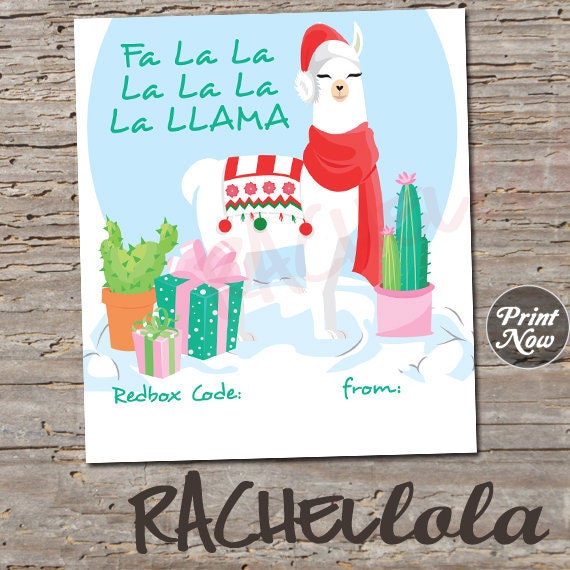 Redbox Code Llama Merry Christmas, Teacher, Neighbor, Easy last minute gift tag, Funny, Kid, Printable template, Instant digital download Il_570xn