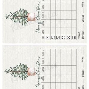 Christmas Tree Bunco Score Card, Score Sheet, Winter Bunko Party ...
