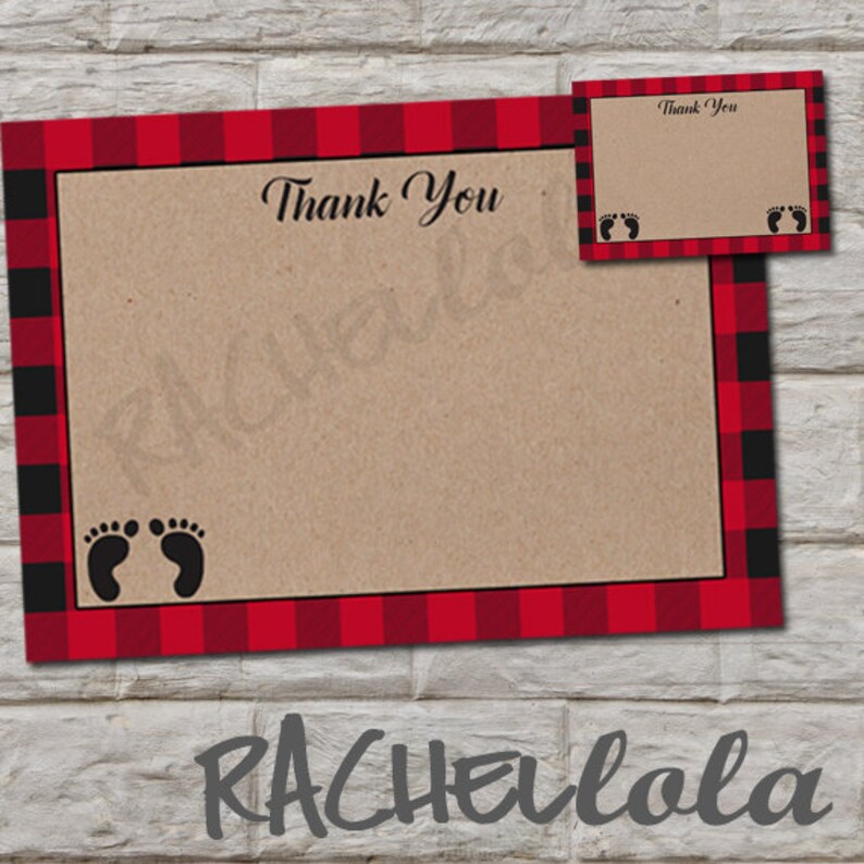 Template Lumberjack Baby Feet Printable Thank You Notes Baby Shower Template Lumberjack Baby Feet Printable Thank You Notes Baby Shower