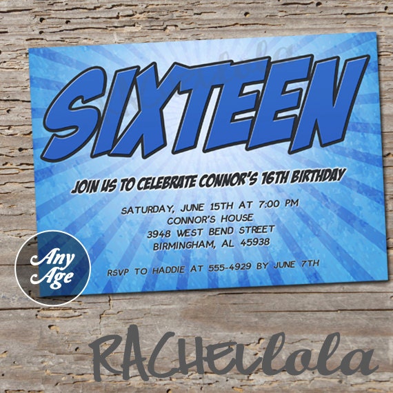 Boy Sweet 16 Party Invitations 9