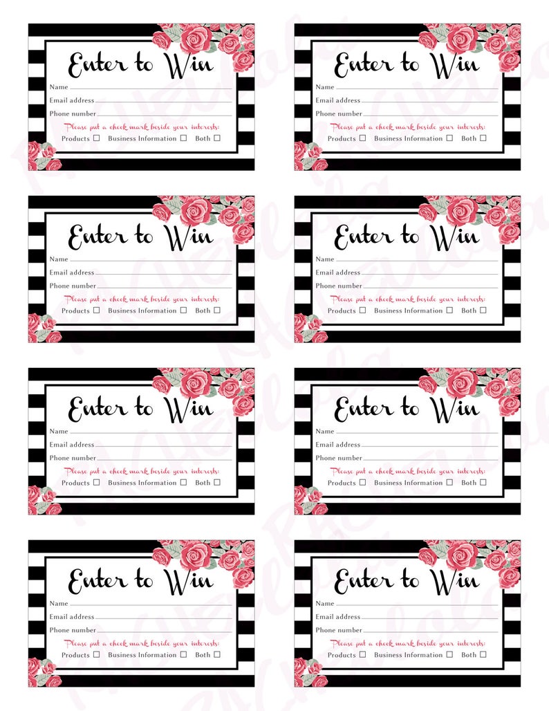 printable raffle ticket template door prize entry form enter etsy