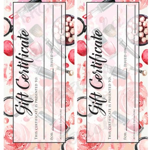 Printable Makeup Gift Certificate, Fillable Template, Coupon Voucher ...
