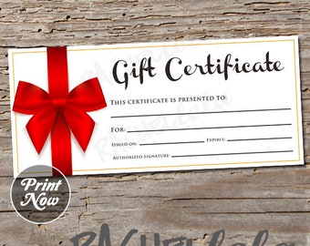 Christmas Gift Certificate printable, Valentine's day fillable template, Photography, Salon, Mothers day, Coupon voucher, Instant download