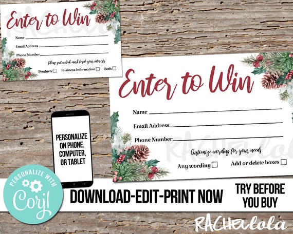 Christmas Raffle Ticket Template Holiday Printable Door Prize - Etsy