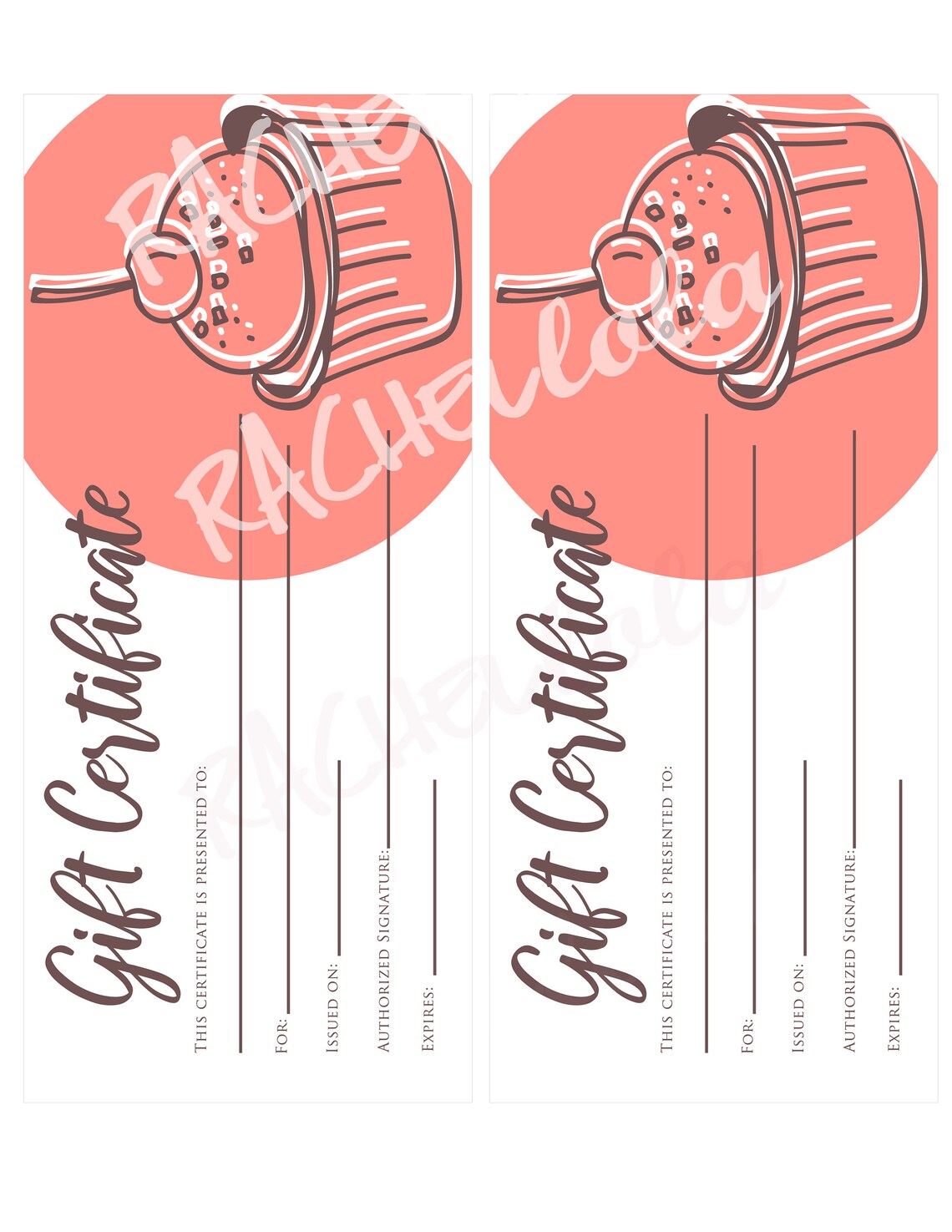 Printable Gift Certificate Cupcake Fillable Template Bakery Etsy