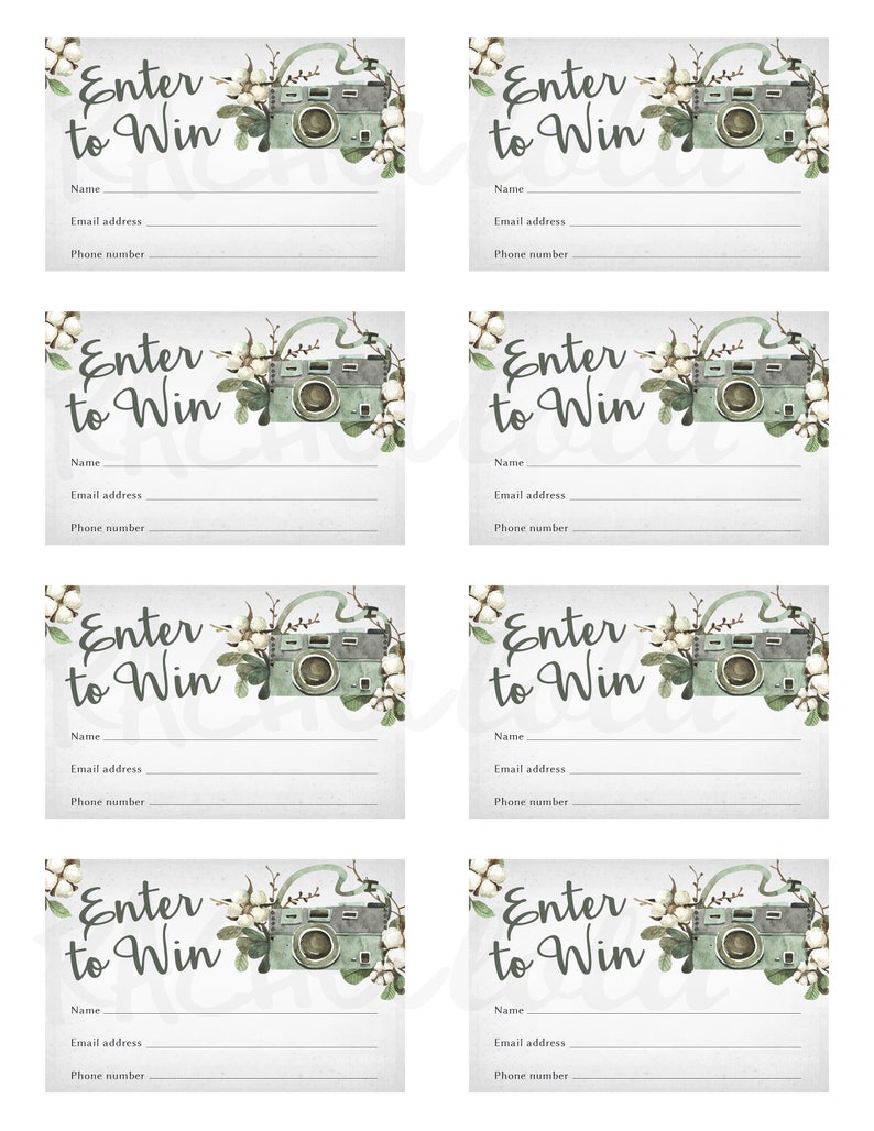 printable photography raffle ticket door prize entry etsy