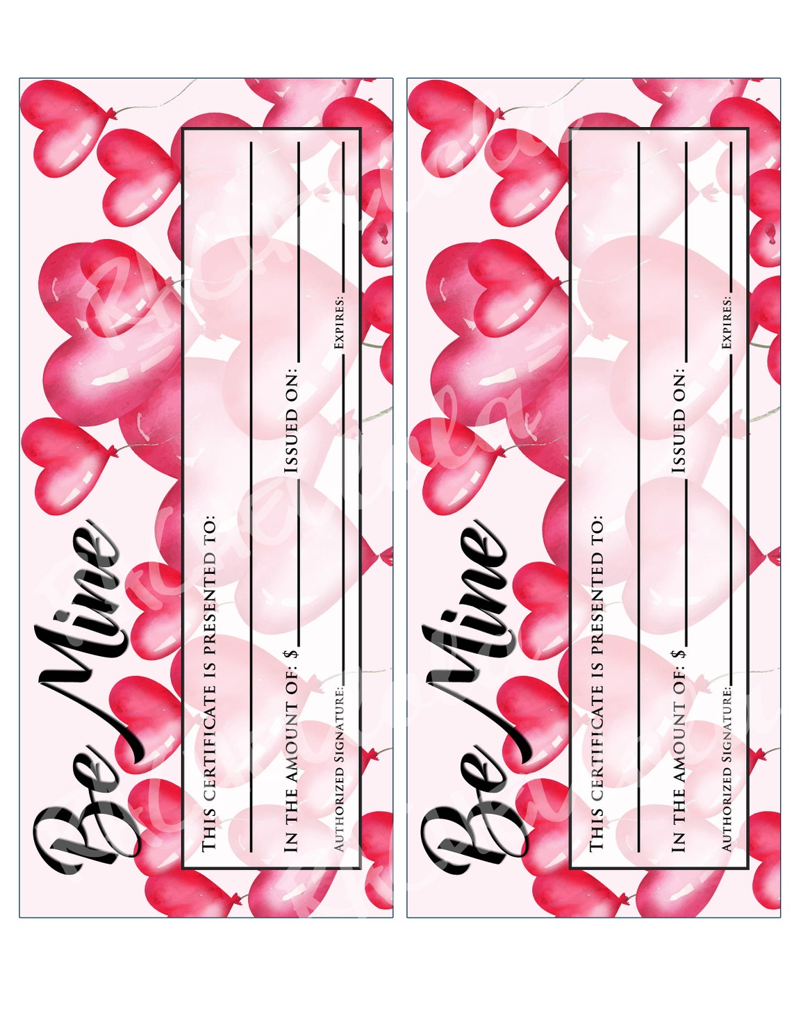 Valentine's Day Printable Gift Certificate Template - Etsy