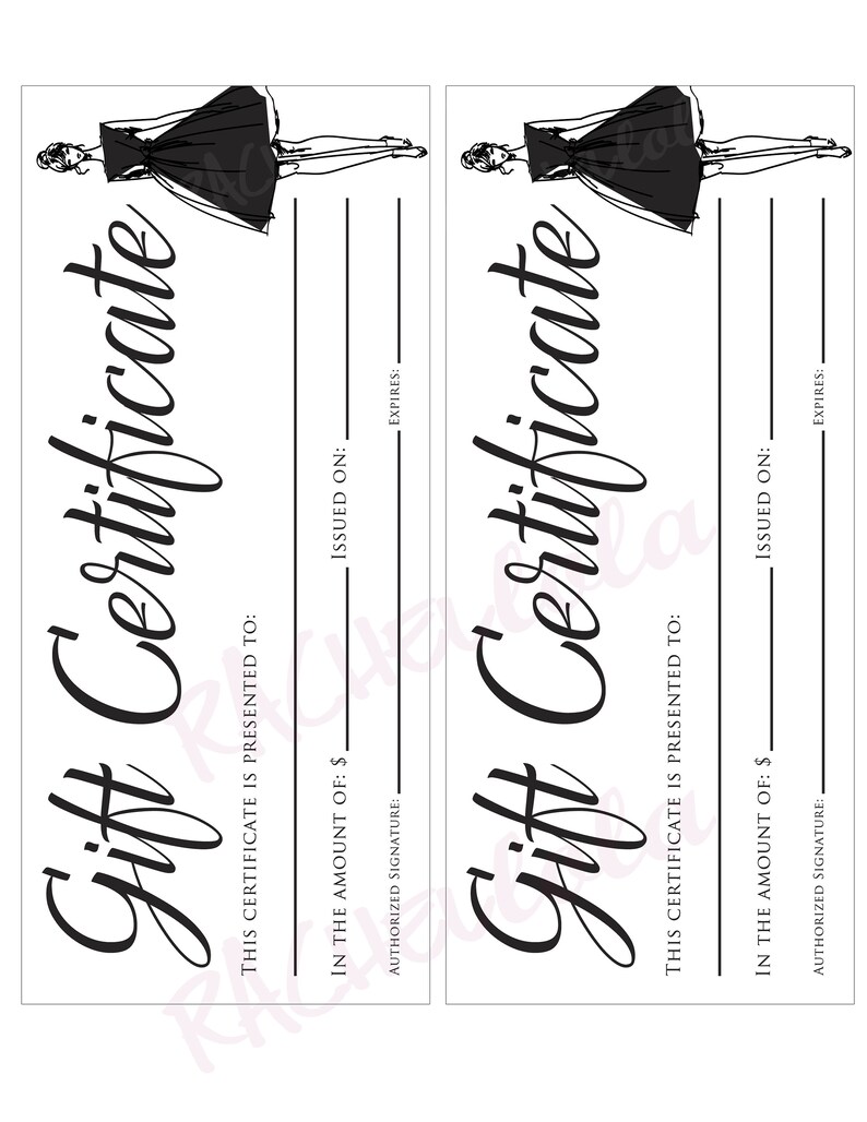 Little black dress printable Gift Certificate template Etsy