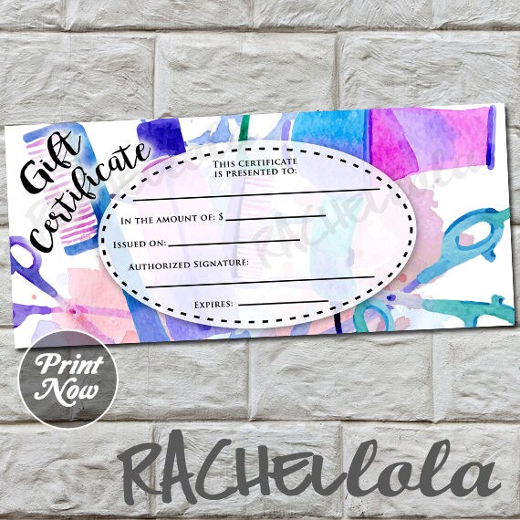 Hair Salon Printable Gift Certificate Template Stylist Etsy
