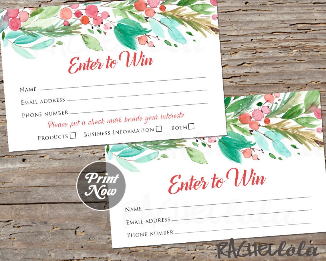 christmas raffle ticket template printable enter to win etsy