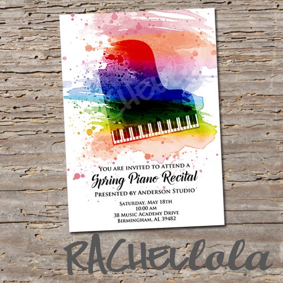 Piano Recital Invitation Printable Template Colorful College