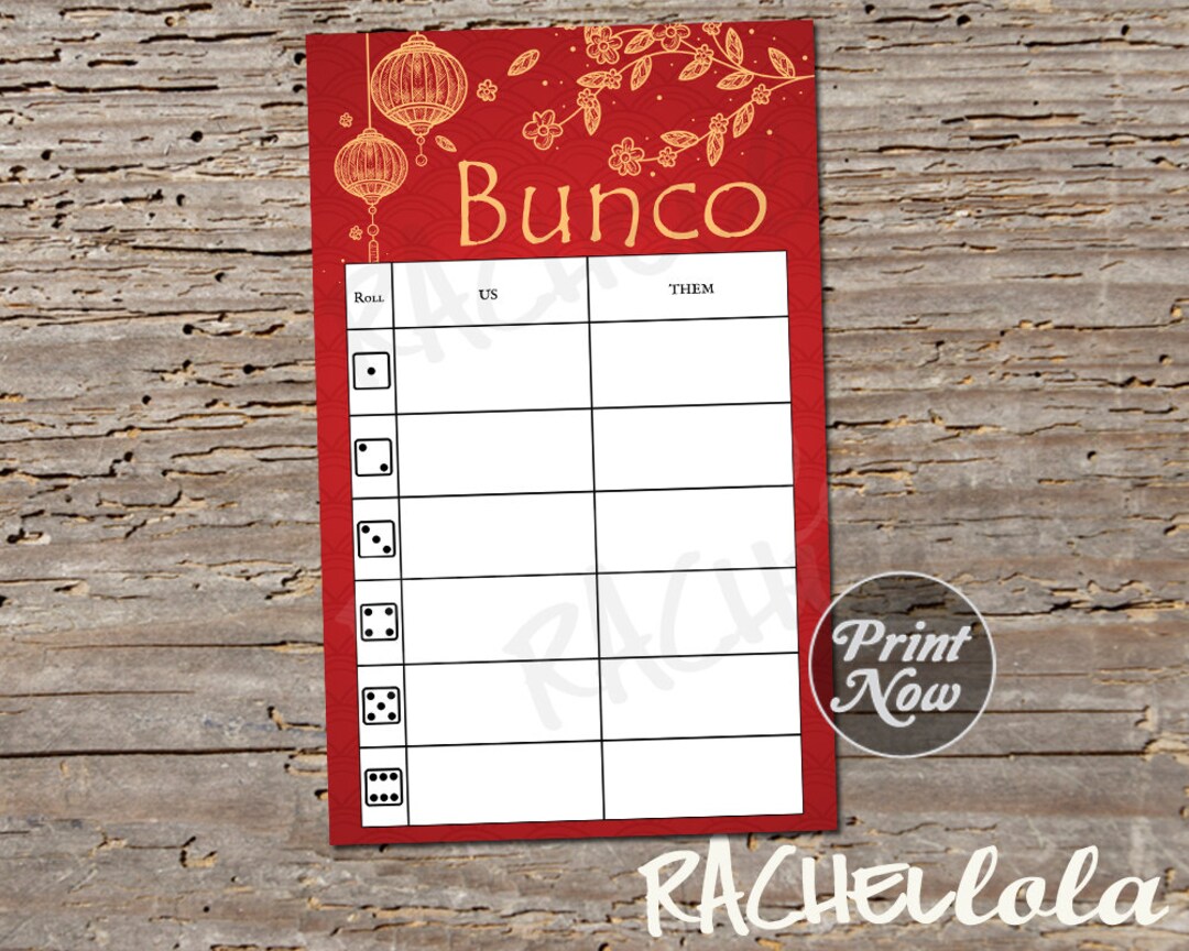 Chinese Lunar New Year Bunco, Table Tally Sheets, Us Them Cards, Score ...