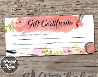 Printable Makeup Gift Certificate, Fillable template, Mary kay coupon  voucher, Avon, Christmas, cosmetics Salon, Instant digital download