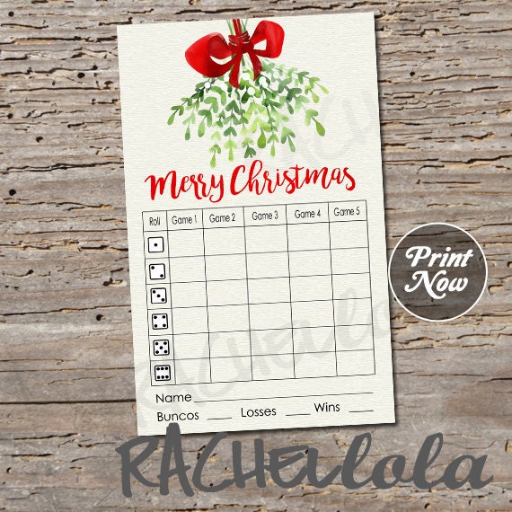 Christmas bunco score card Mistletoe - Il 570xN.2130893219 A272