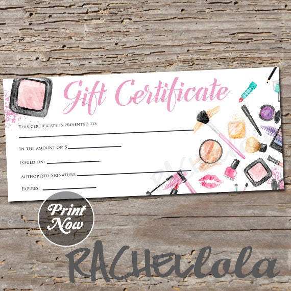 Makeup Gift Certificate Printable Template Christmas Stylist Salon Makeover Mary Kay Avon Mothers Day Gift Instant Digital Download By Rachellola Catch My Party