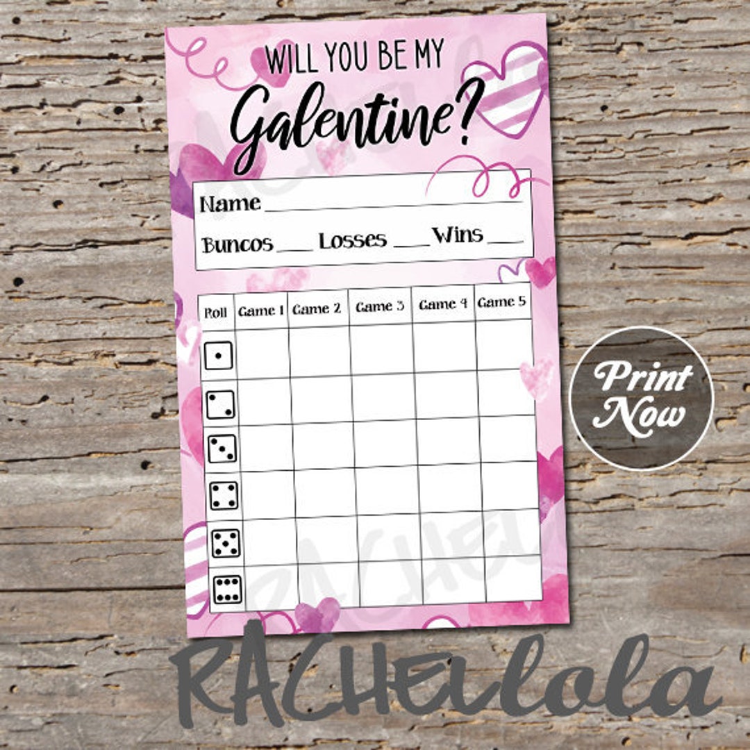 Galentine Bunco Score Card, Valentine Score Sheet, Girls Night Bunko ...