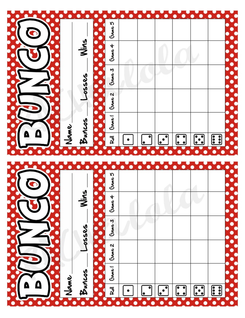 red-polka-dot-bunco-score-card-score-sheet-bunko-party-etsy