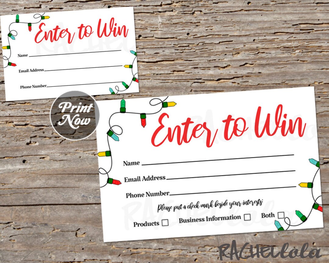 Christmas Raffle Ticket Template, Holiday Printable Enter to Win, Entry
