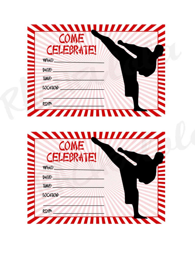 Karate Birthday Party Invitation Printable Template Instant - Etsy