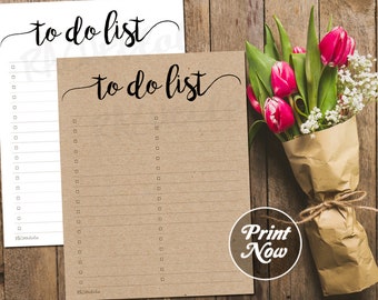 Printable to do list template, Rustic Kraft Planner insert, White Master list, Wedding, Party, Baby, Business Home, Instant digital download