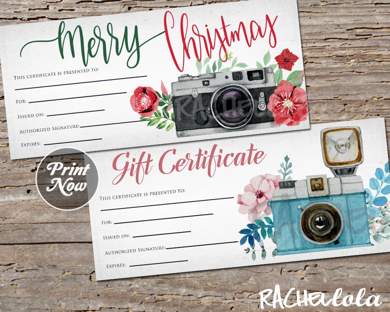 Printable Photography Gift Certificate Template Photo Session - Etsy