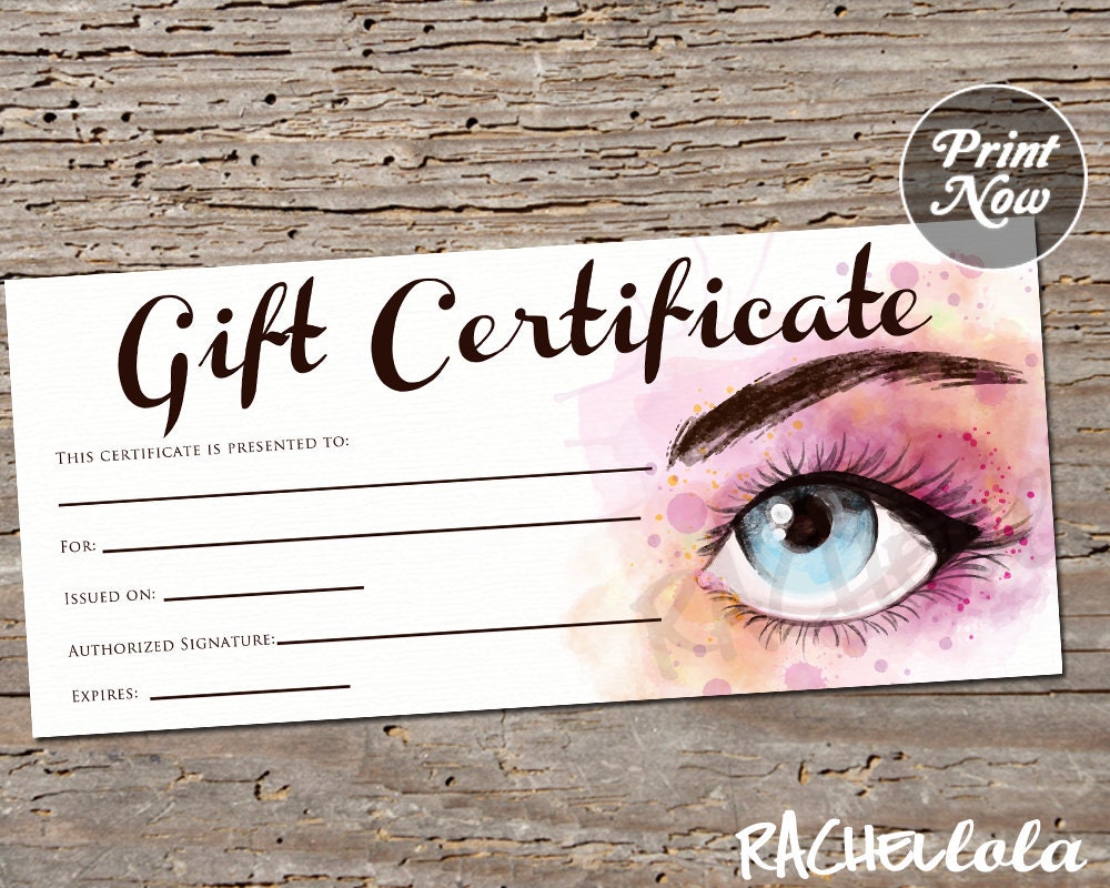 Printable Makeup Gift Certificate Template Cosmetics Eyebrow - Etsy