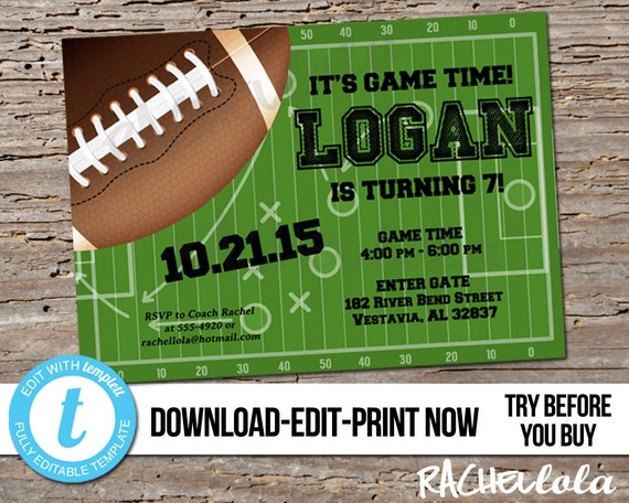 Digital instant download Templett Printable template Birthday Invitation Editable Football Pool Party End of season team swim invite Digital instant download Templett Printable template Birthday Invitation Editable Football Pool Party End of season team swim invite