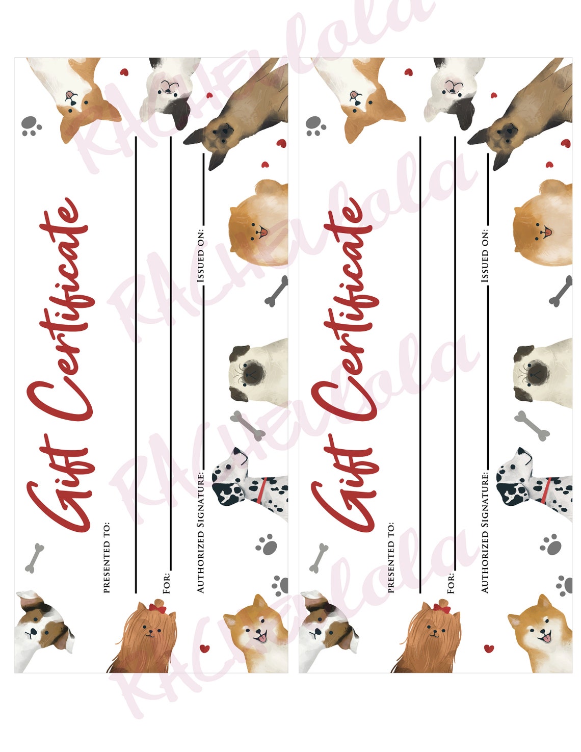 Printable Pet Gift Certificate Fillable Template Dog Etsy Printable Pet Gift Certificate Fillable Template Dog Etsy
