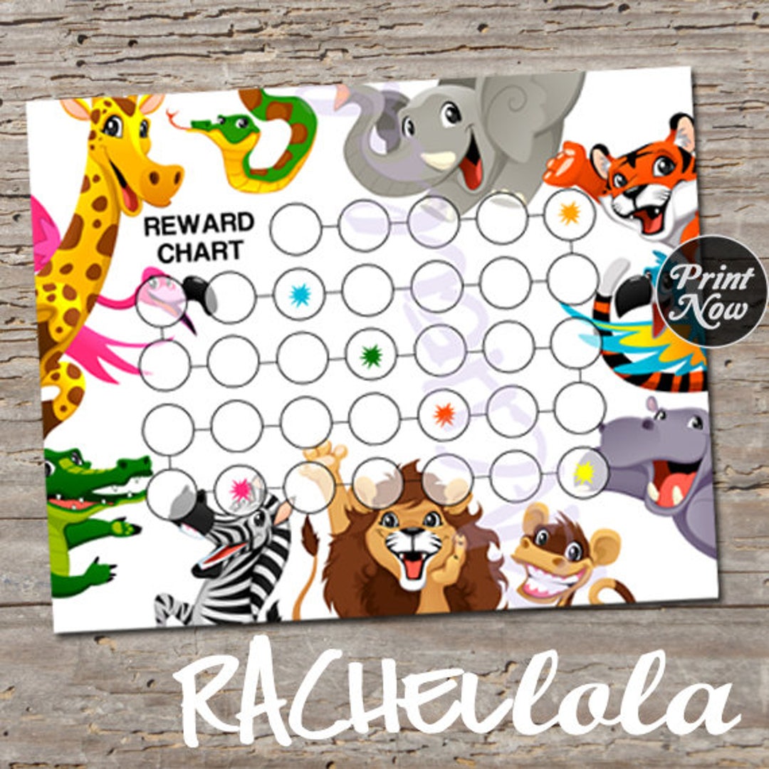 Zoo Animal Reward Chart for Kids, Printable Instant Digital Download