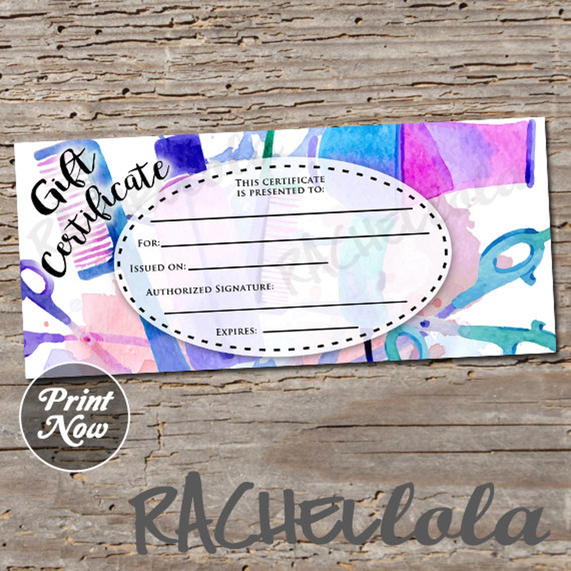 Hair Salon Printable Gift Certificate Fillable Template - Etsy