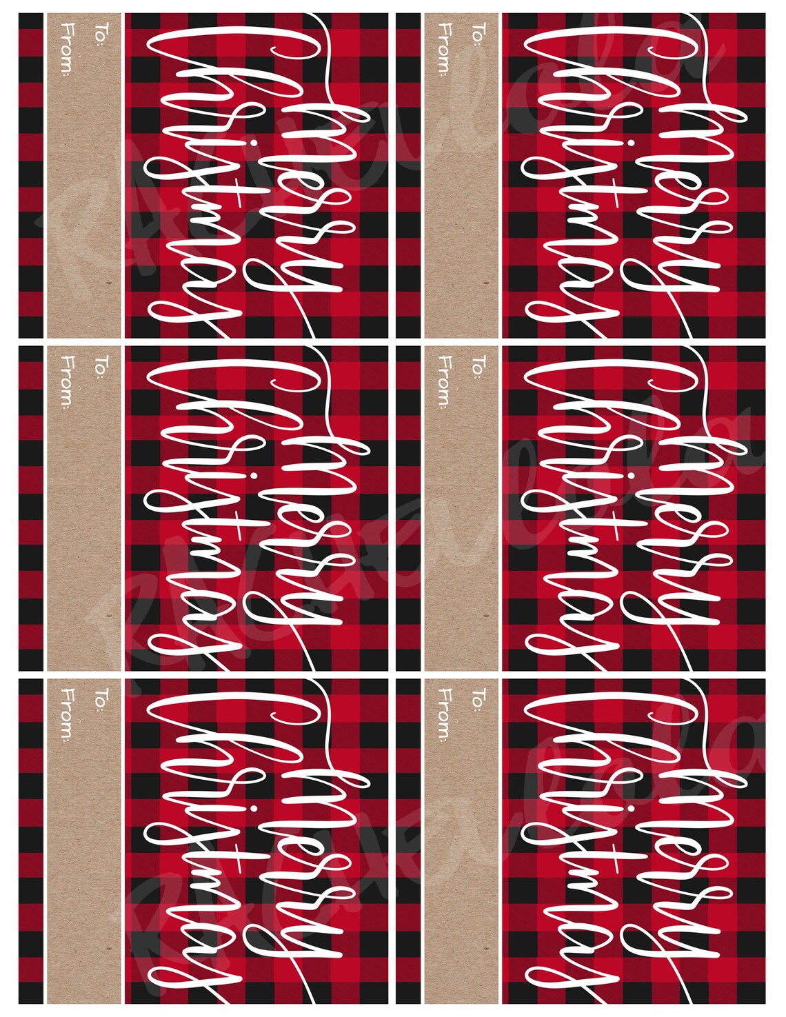 Christmas Red Buffalo Plaid Gift Tag Printable Sticker - Etsy
