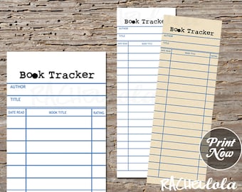 Book tracker bookmark, Vintage Library card, Printable template, Instant download, Digital, Bookshelf, Reading list, Kids, Adults, Gift