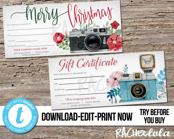 editable custom printable photography gift certificate template printable photography gift certificate template