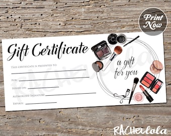 Makeup Gift Certificate Printable, Fillable template, Christmas cosmetics, Coupon voucher, Makeover, Mary kay Avon, Instant digital download