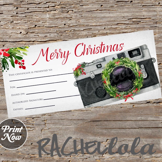 Printable Christmas Photography Gift Certificate template