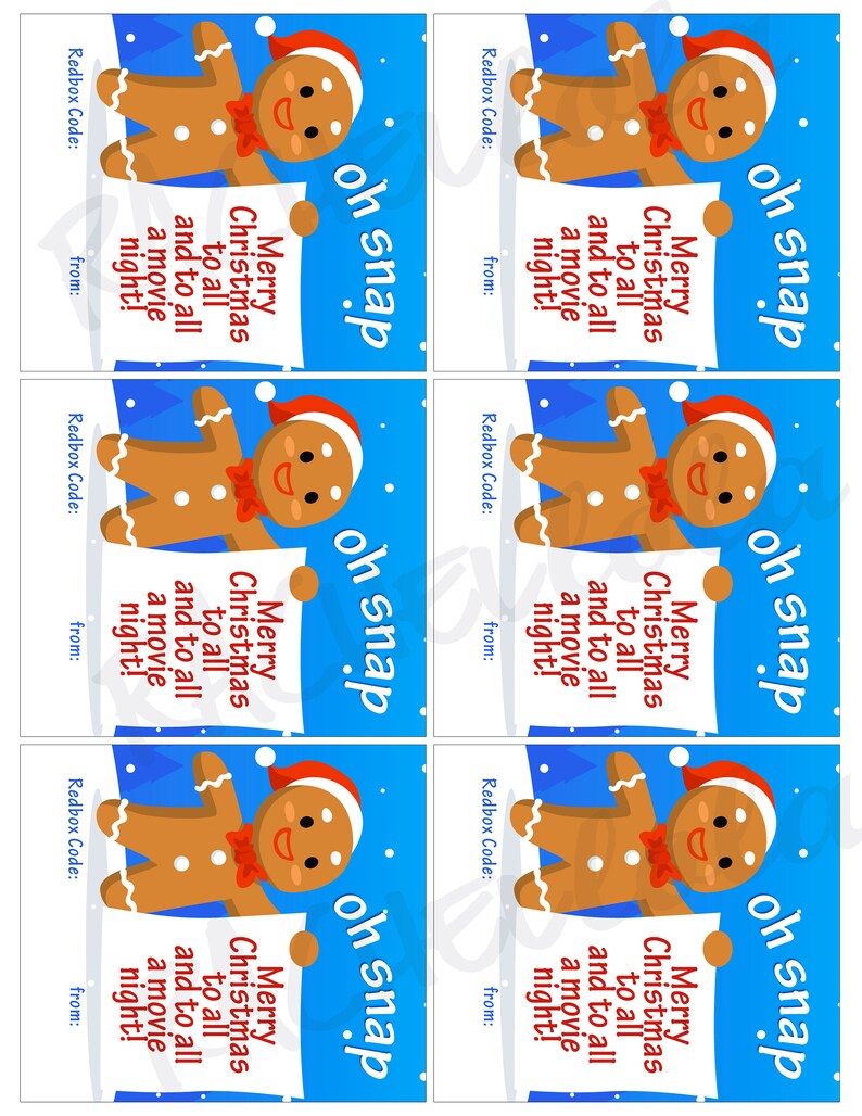 Redbox Christmas Printable Teacher Gift Tag Holiday Movie Etsy