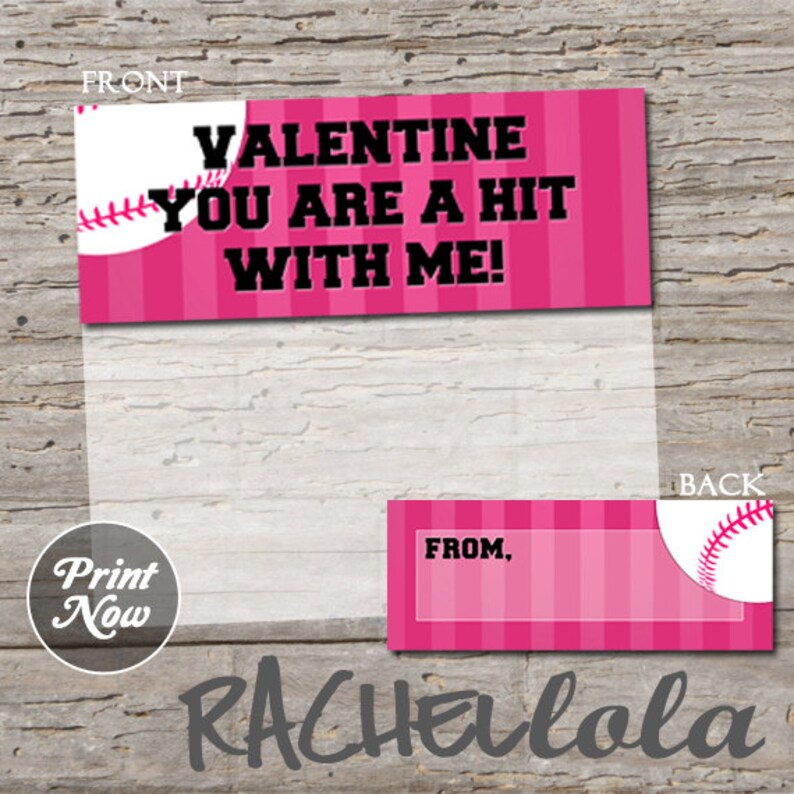 Softball Valentine's Day Card for Kids Sports Printable Etsy