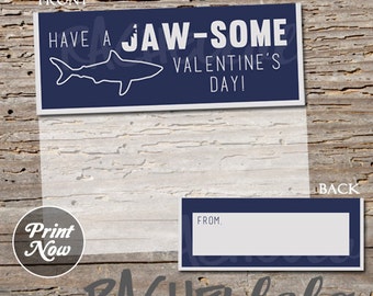 Shark Valentine bag topper, printable goodie bag, have a jaw-some valentines day, party, digital, instant download, DIY, preschool, DIY