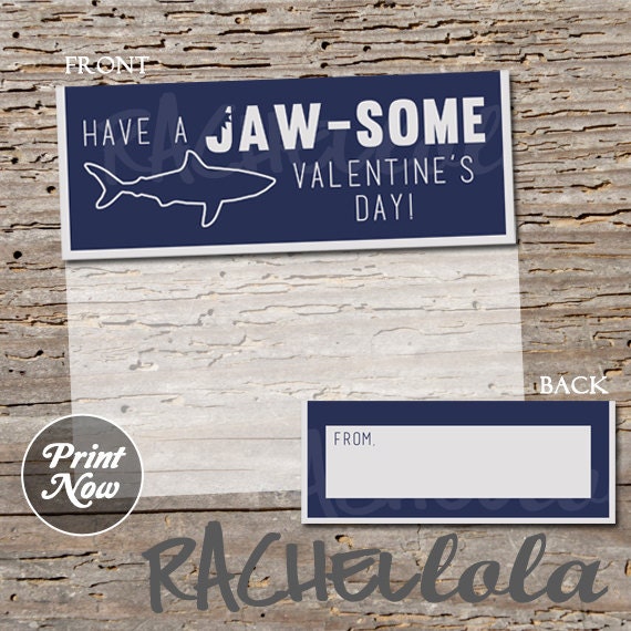 Shark Valentine bag topper, printable goodie bag, have a jaw-some valentines day, party, digital, instant download, DIY, preschool, DIY Il_570xn