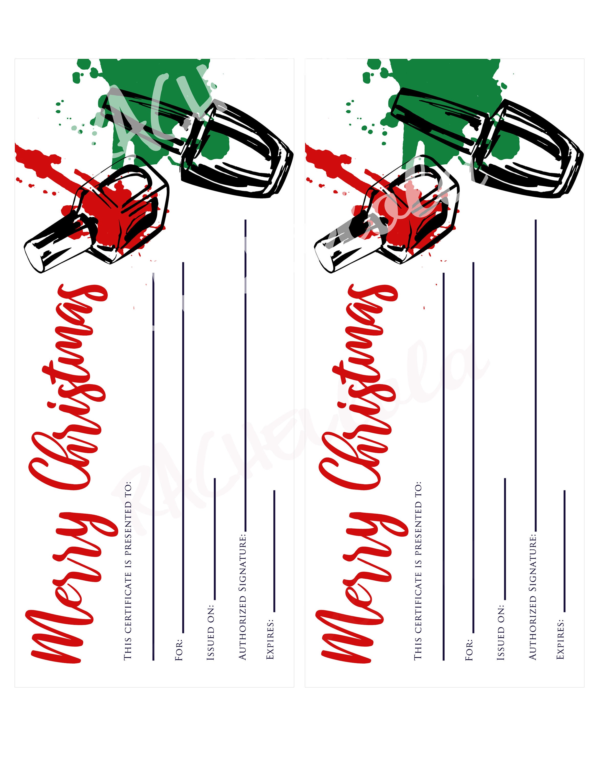 Printable Nail Salon Gift Certificate Christmas Holiday Etsy UK