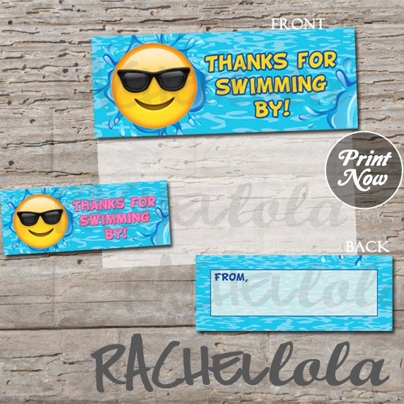 Emoji Pool Party, Printable birthday favor topper, Goodie bag label ...